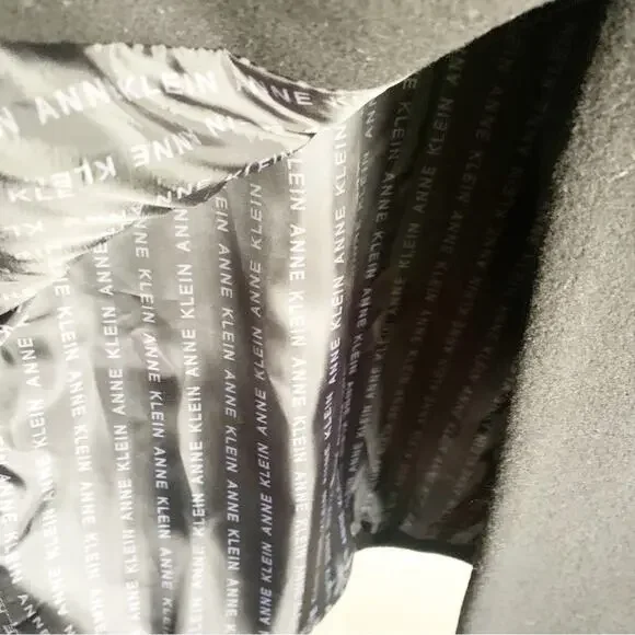 Anne Klein Wool Cashmere Blend Midi Length Pea Coat Large Rounded Neckline 6 Six - Picture 7 of 14